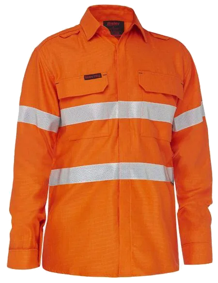 Bisley Apex 160 taped hi vis FR ripstop vented shirt, Bisley product photo