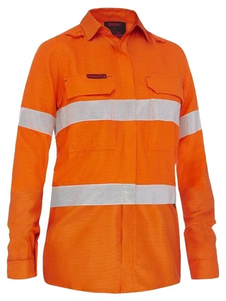 Bisley Apex 160 Women''s taped hi vis FR ripstop vented shirt, Bisley product photo