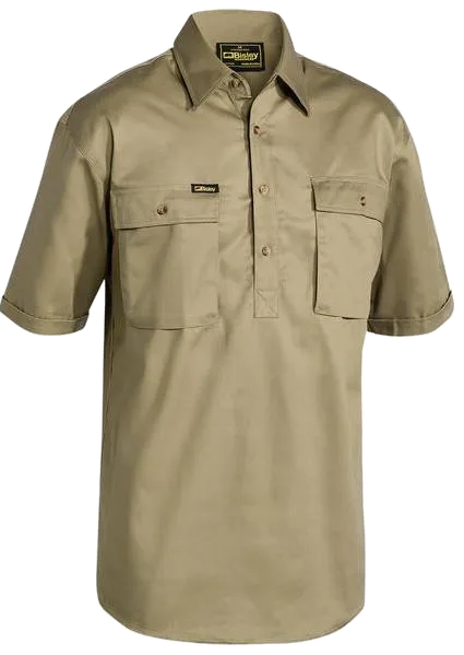 Bisley closed front cotton drill shirt s-sleeve, Bisley product photo