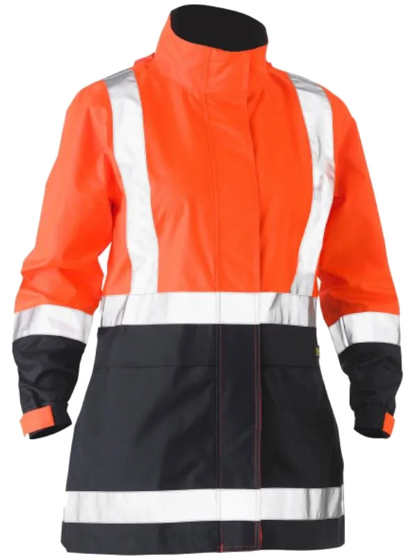 Bisley womens H taped two tone hi vis rain jacket, Bisley product photo