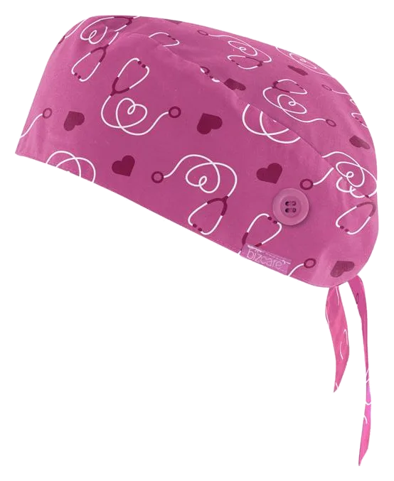Bizcare Printed unisex scrub cap pink one size, Biz Care product photo