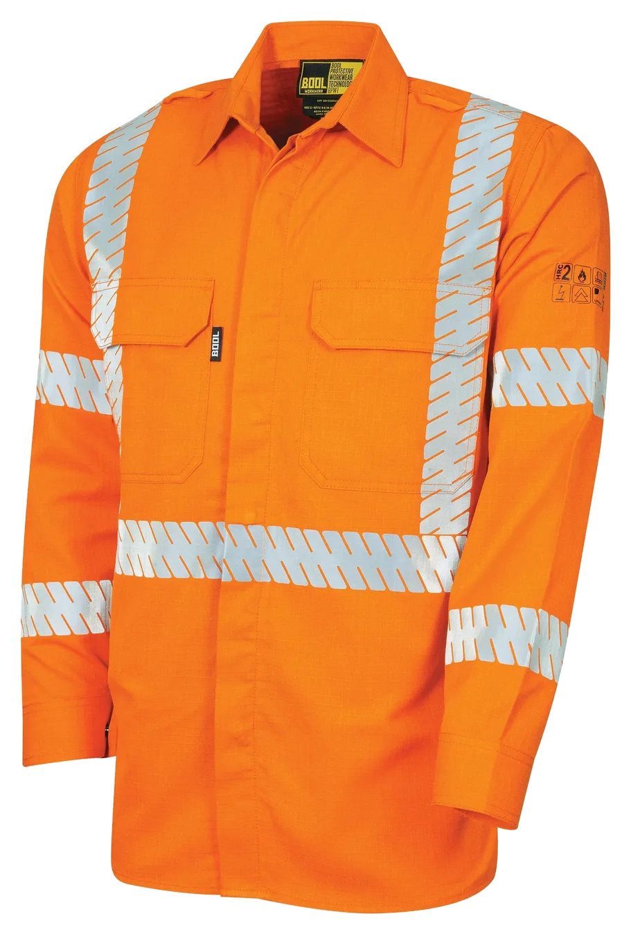 Bool Regular Weight PPE2 FR shirt with segmented loxy FR reflective tape, Bool Workwear product photo
