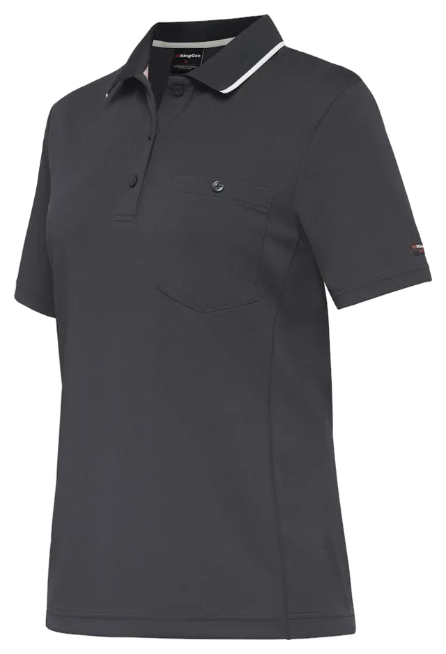 King Gee womens spliced short sleeve polo, KingGee product photo