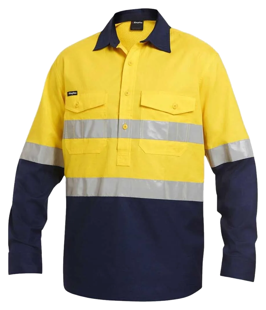 King Gee Workcool 2 hi vis reflective closed front shirt, KingGee product photo