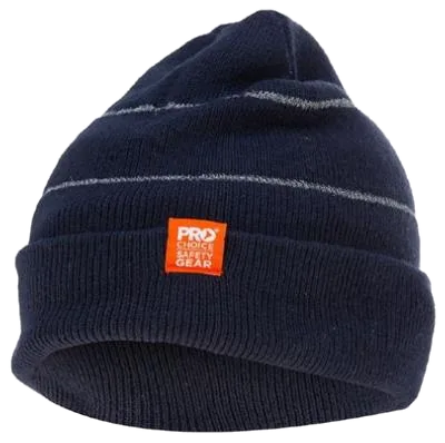 Pro Choice Navy beanie with retro reflective stripes, Pro Choice product photo